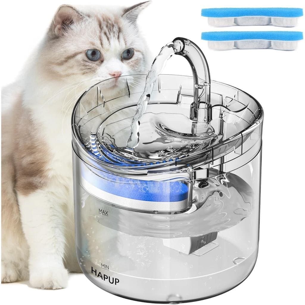 Fonte de Água para Gatos HAPUP, Dispensador de Água para Animais, 61OZ/1.8L, Bebedouro Automático para Animais de Estima