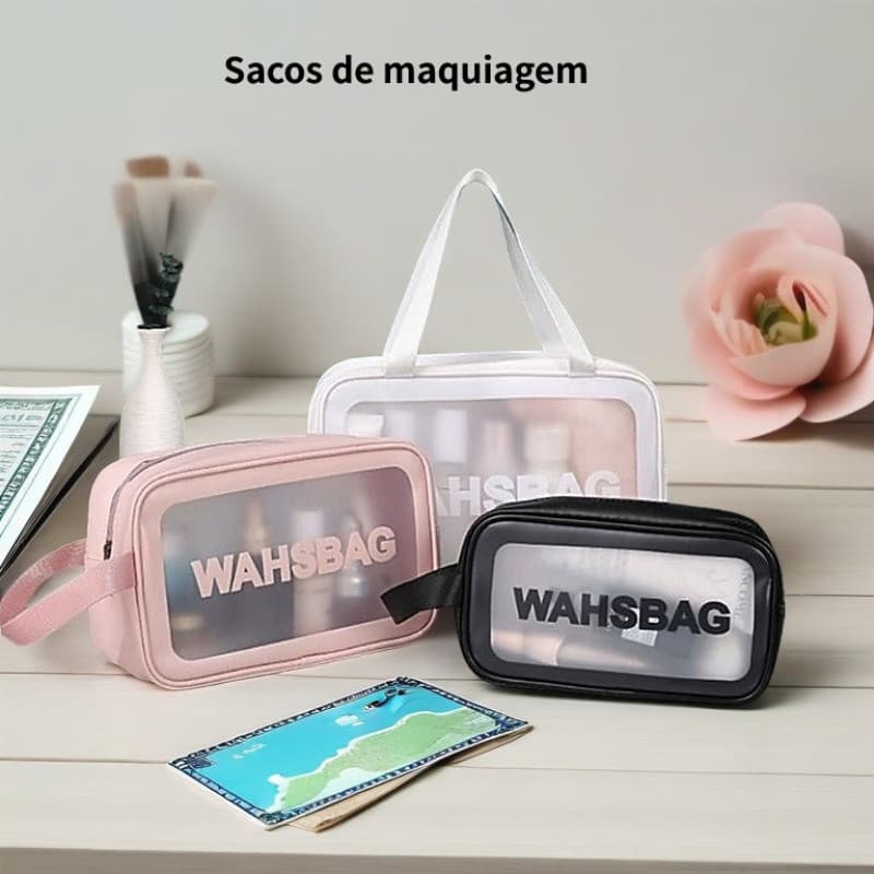 Bolsa De Maquiagem Transparente À Prova D'água , Portátil De Grande Capacidade Com Zíper , Adequada Para Viagens E Turis