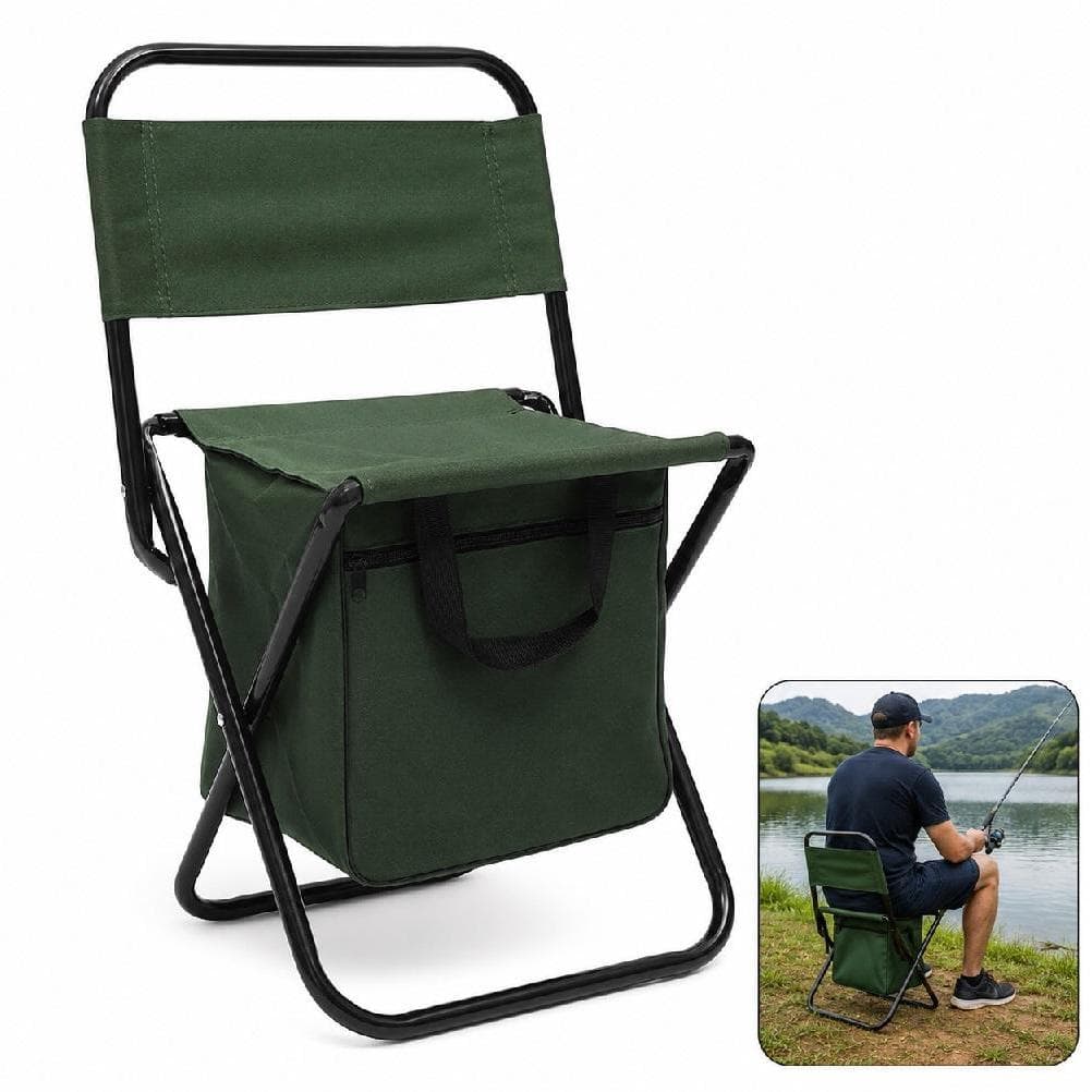 CADEIRA DOBRAVEL BANQUETA PESCA ENCOSTO CAMPING BANCO COM BOLSA PORTA OBJETOS ORGANIZADOR PRAIA MINI BANQUINHO
