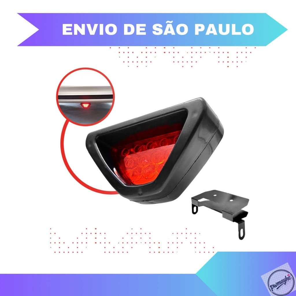 Luz de Freio PWM Triangular Modelo Fórmula F1 Terceira Geração Universal Anticolisão