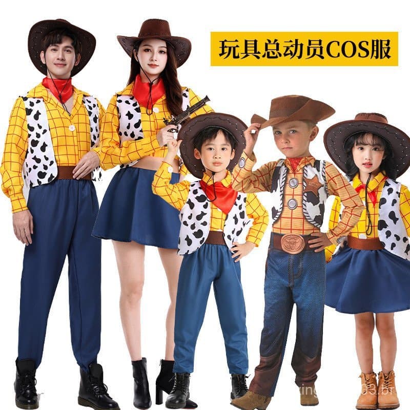 Novo traje infantil de cosplay do Woody de Toy Story para o Halloween, fantasia de pastora para apresentações de palco I