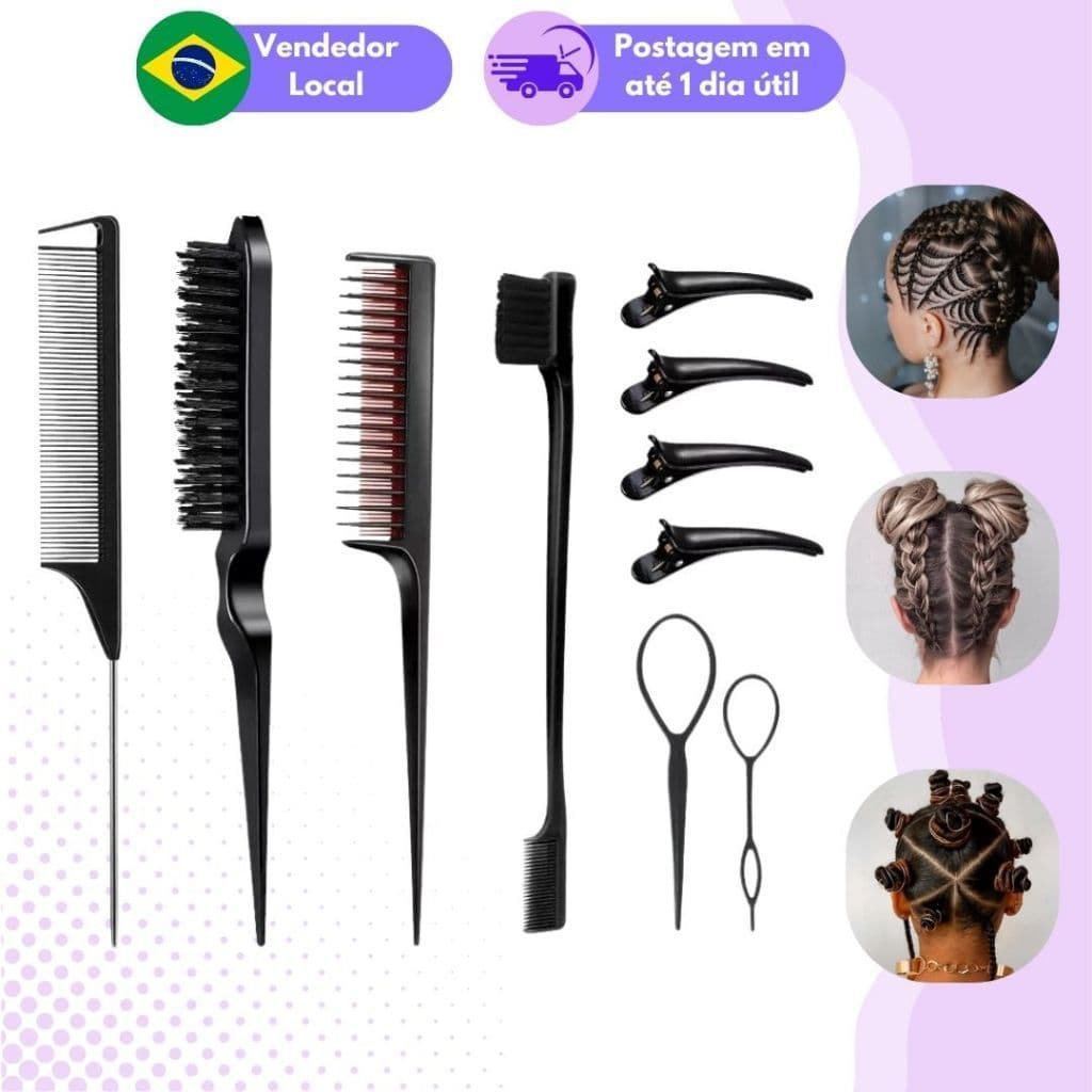 10 Pcs Profissionais para Cabelos Tranças Baby Hair e Penteados