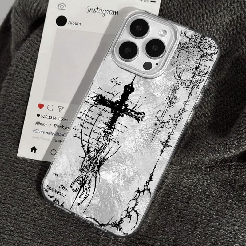 Adequado Para MOTO G84 G54 G75 G60 G53 G35 G22 G24 G10 G14 G15 G34 G04 EDGE 50 Ultra E13 Escuro Caído Anjo Espinho Cruz