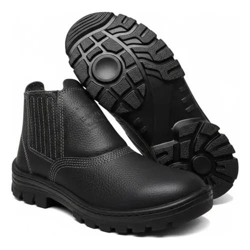 Bota Botina Masculina Couro Trabalho Segurança Epi Bico Pvc Couro Legitimo com CA de Segurança