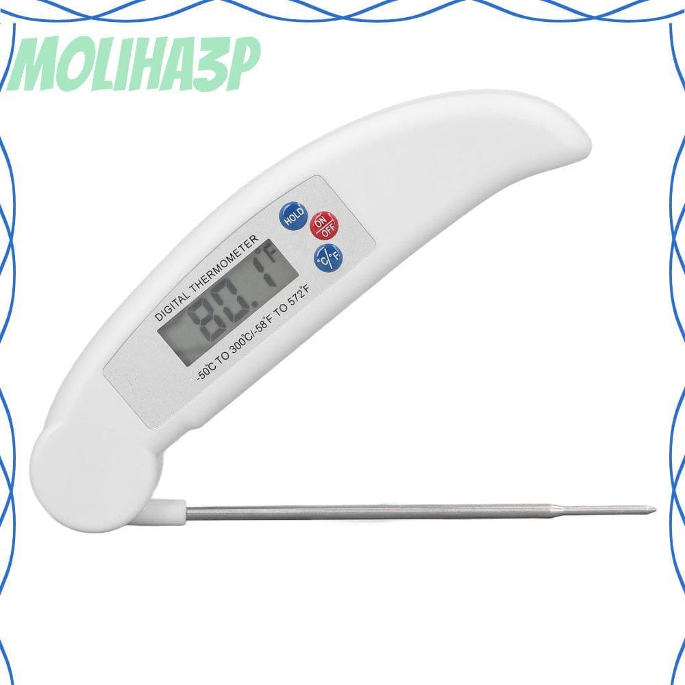 Termômetro De Leitura Instantânea MOLIHA3P , Digital Vermelho Branco Com Sonda Dobrável Para Alimentos , Display