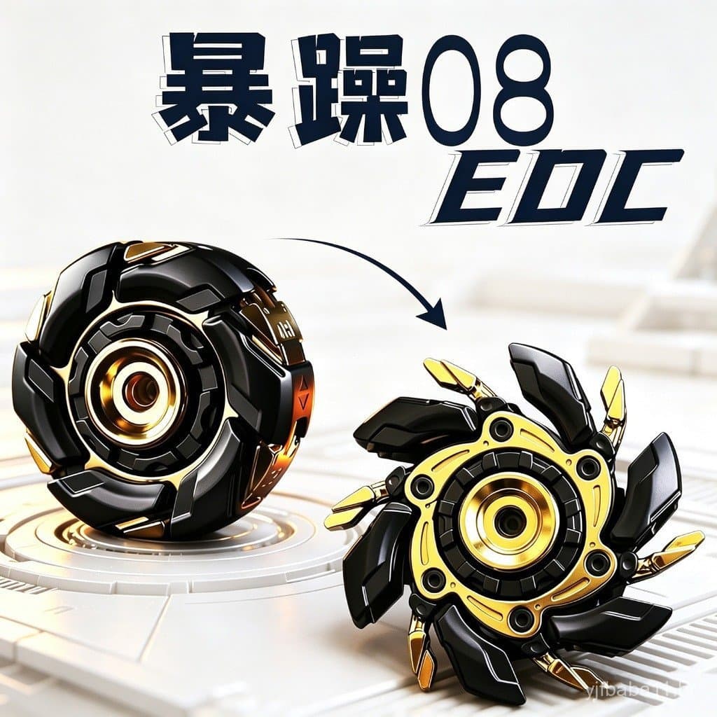 Fidget spinner de alta qualidade com acabamento em ouro, brinquedo EDC de liga de zinco, spinner mecânico transformável.