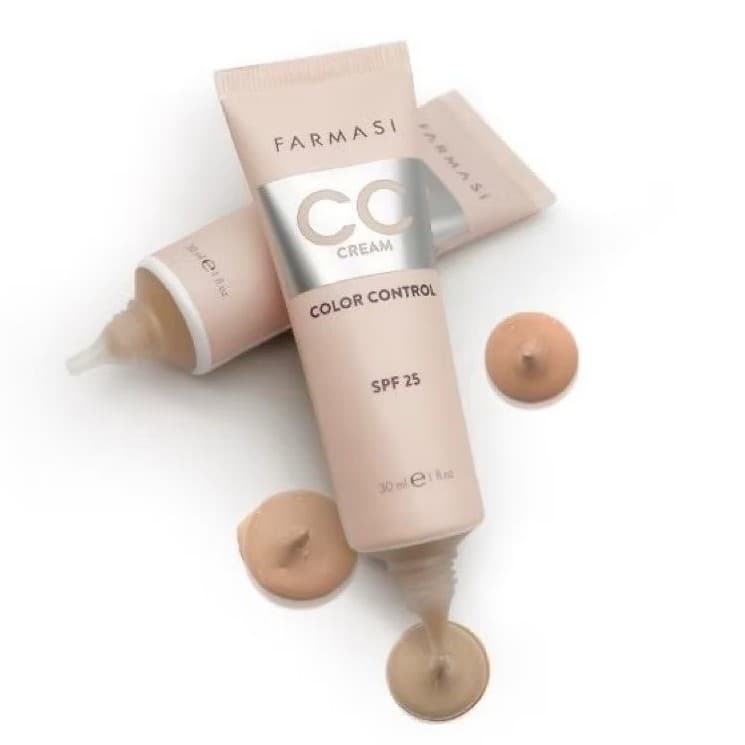 CC Cream Farmasi - Base uniformiza Filtro solar FPS 25, controla oleosidade-acabamento matte vegano, sem gluten-cccream