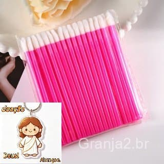 100 Aplicador Pincel Descartável Gloss e Batom Maquiagem Cílios Limpeza Sobrancelha Lipgloss