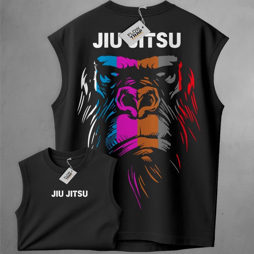 Regata Oversized Masculina Jiu Jitsu Streetwear Gorilla Faixas Graduação Academia Treino Fitness Algodão Premium