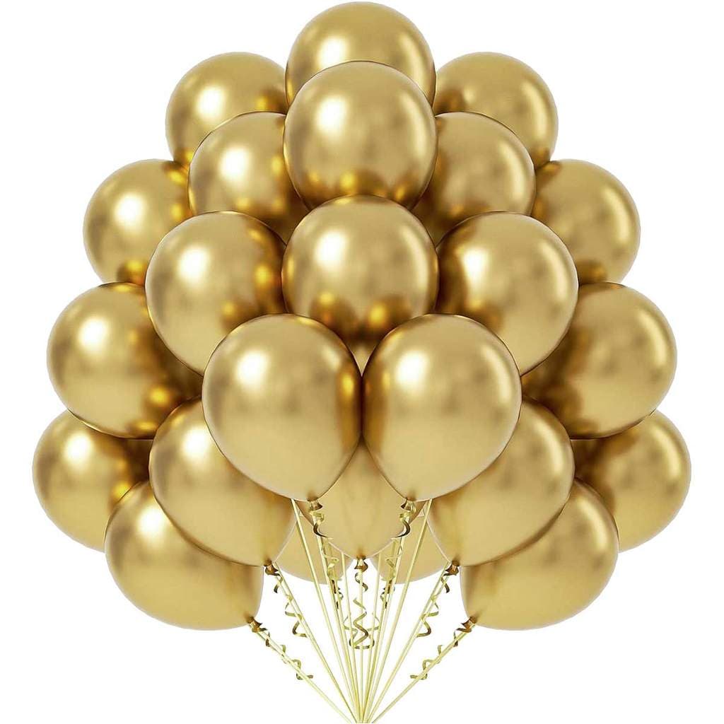 Kit 50 Balões Metalizados Dourado 10" Cromado Espelhado Premium Decoração Festa