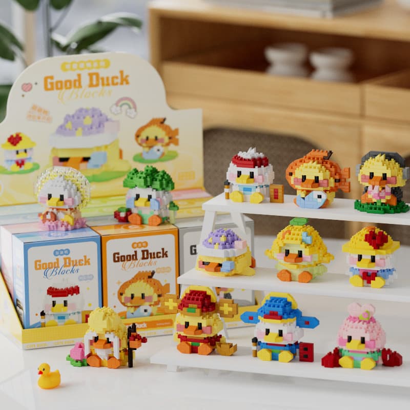 Novo produto⭐Happy Cute Duck Series Montado Blocos de Construção Brinquedos Educativos Decorações de Mesa Presentes de N