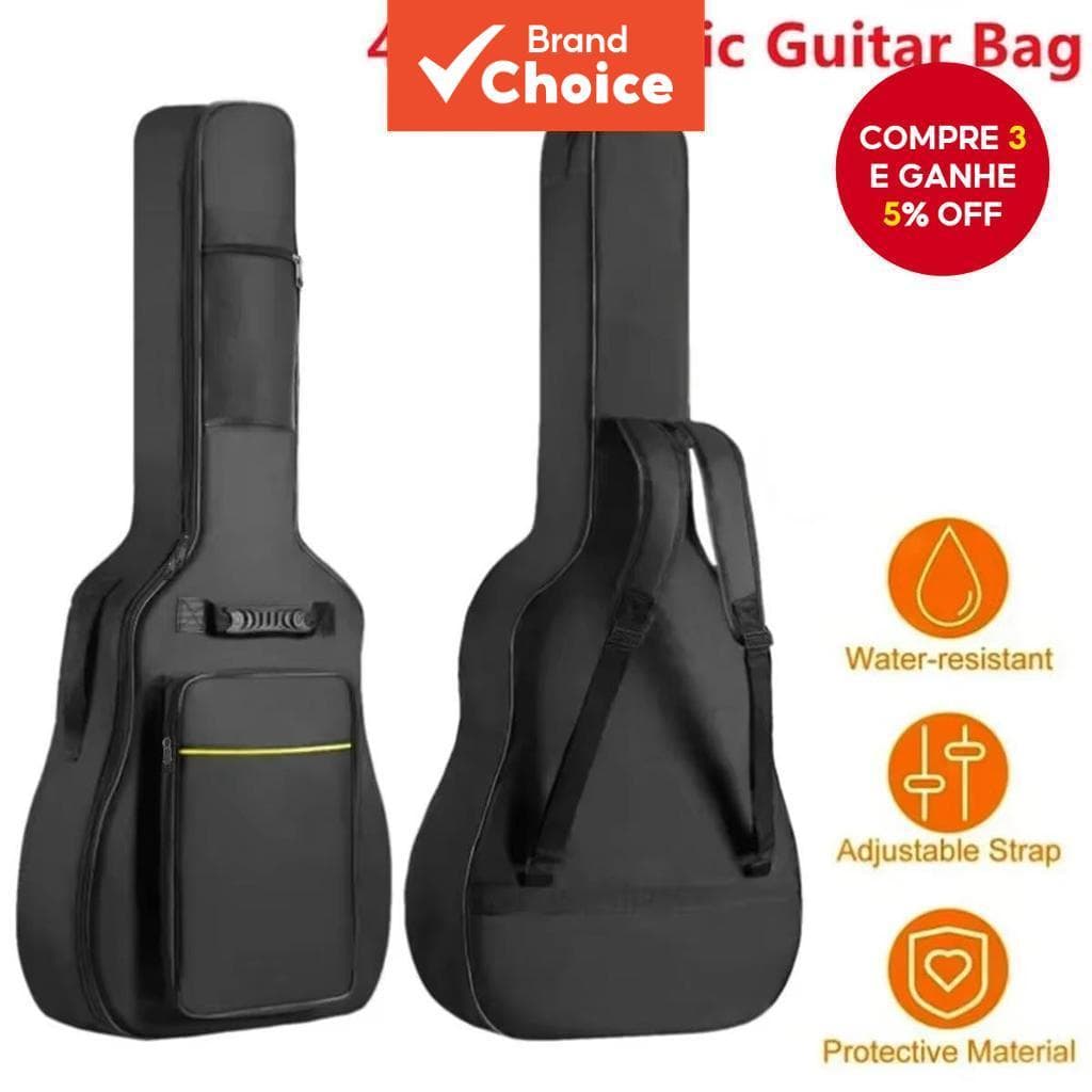 Miwayer Estojo para Violão Acústico 41 Polegadas, Nylon Oxford Impermeável, Alças Duplas, Almofadado, Mochila Preta