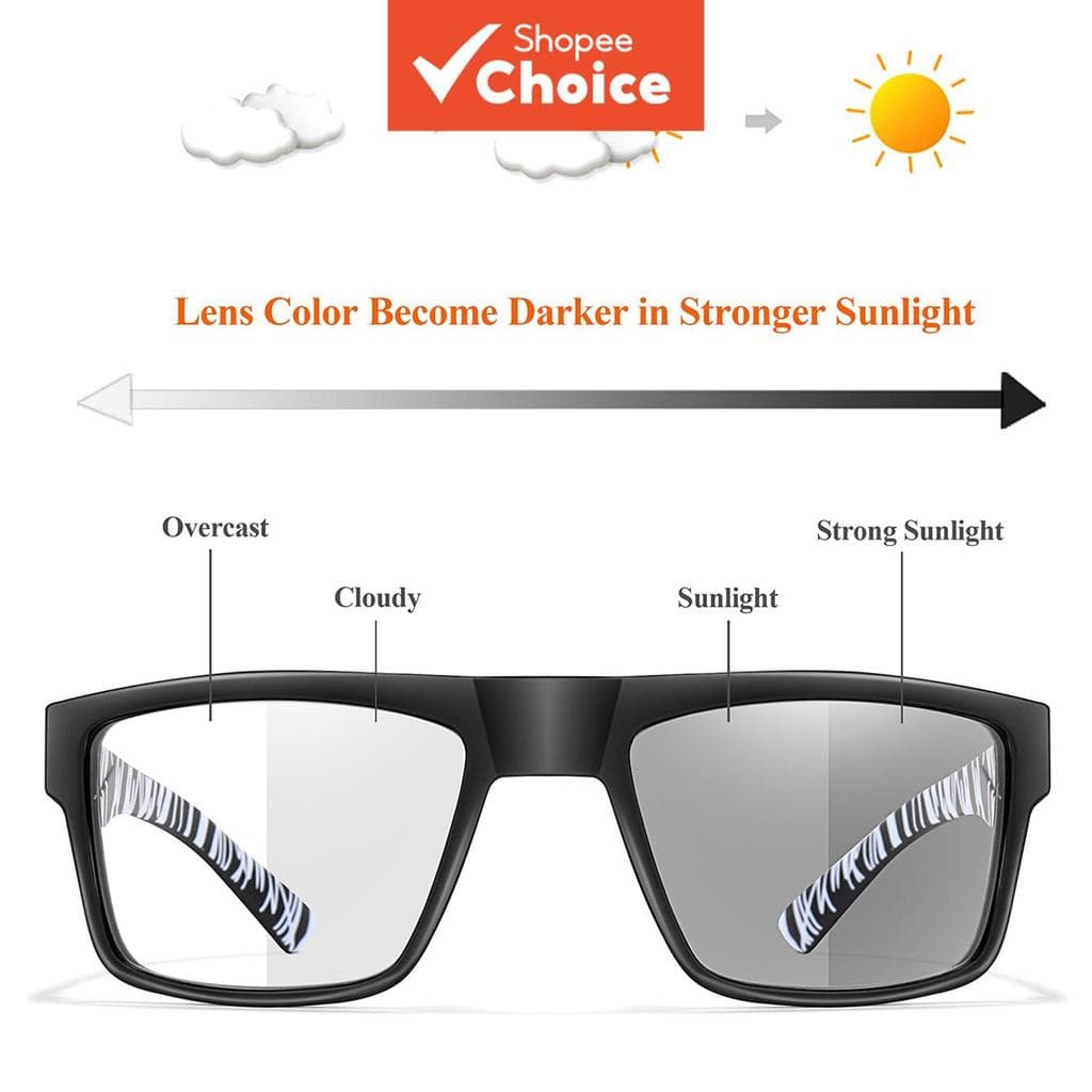 Óculos De Sol Esportivos Fotocromáticos Masculinos Uv400 Lentes Com Escurecimento Automático Para Dirigir Ciclismo E Pes