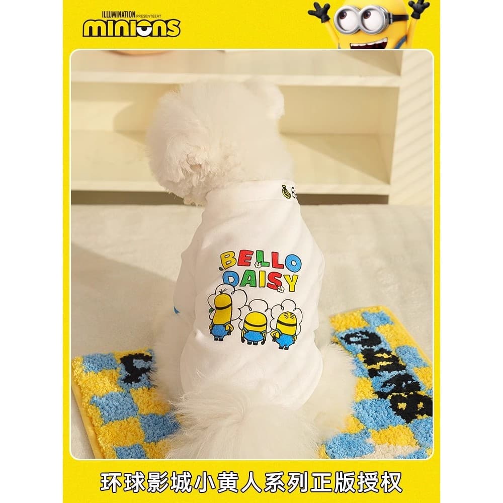 Homem amarelo impresso camisa de fundo filhote de cachorro bonito quente Teddy Bichon Corgi pijamas inverno roupas para
