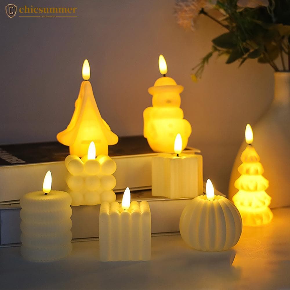 CHICSUMMER Vela LED De Desenho Animado Lâmpada De Humor Cintilante Realista Luz Noturna Decorativa Efeito De Chama Criat