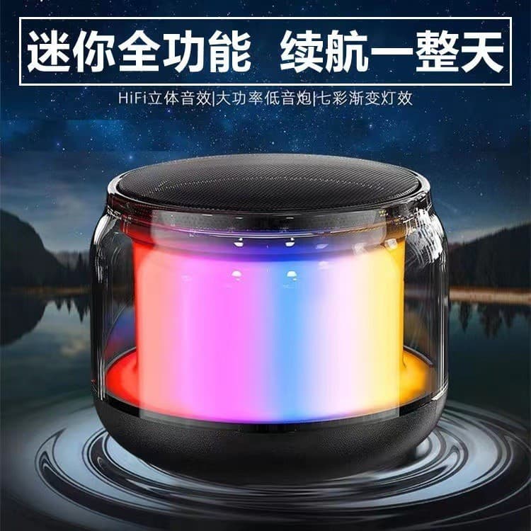 Caixa de Som Bluetooth Espelhada Sem Fio Portátil com Relógio Despertador LED, à Prova d'Água IPX6, Mini Caixa de Som Es