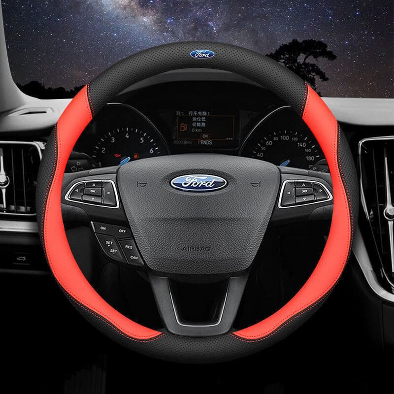 Volante de carro de 38CM para Ford Ranger Raptor T6 T7 WL Everest Focus Escape Mustang Ecosport, capa de volante em cour