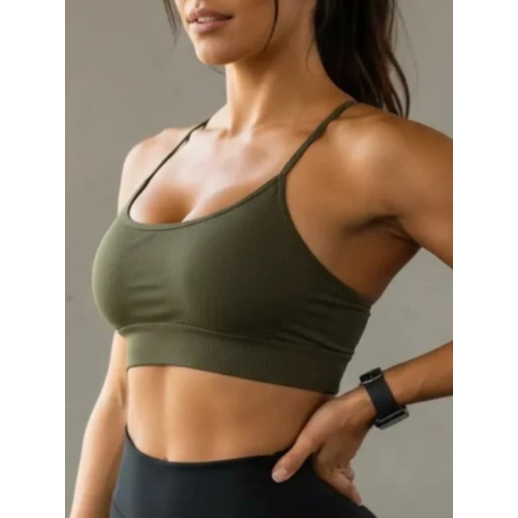 Top Fitness Poliamida Alcinha Nadador Feminino Academia Treino Confortável Sustentação P Ao GG