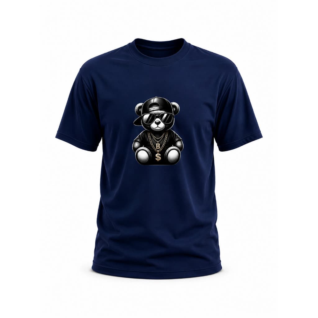 Camiseta Masculina Estampada Ursinho Hip Hop Streetwear 100% Algodão Casual Unissex Premium