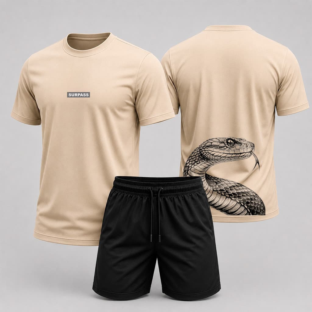 Conjunto masculino camiseta estampada street - Short bermuda tactel