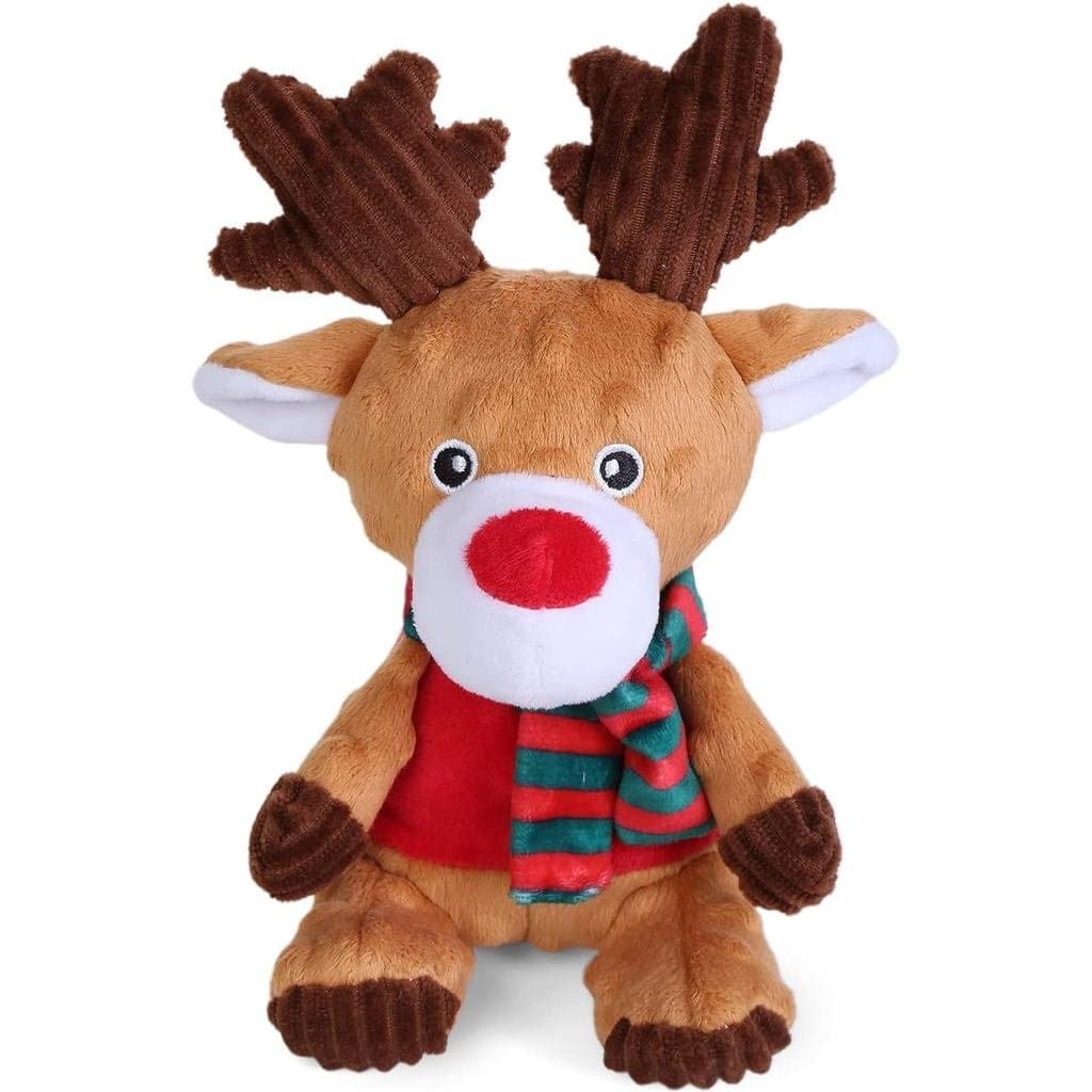 Blnboimrun Brinquedo de Pelúcia de Rena de Natal para Cães com Apito, Brinquedos de Mastigar para Filhotes em Fase de De