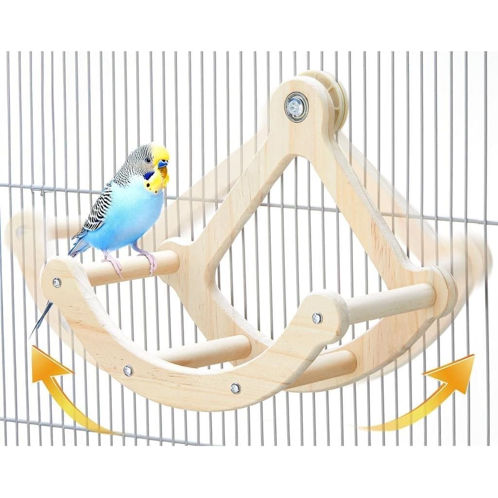 Brinquedo de Poleiro para Pássaros, Brinquedos Interativos de Balanço para Periquitos e Poleiros, Brinquedos de Madeira