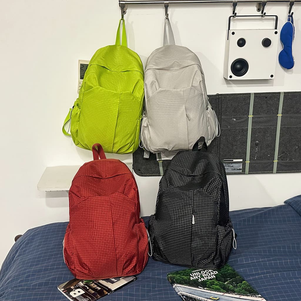 Mochila Feminina de Cor Sólida, Moderna, de Nylon, para Escola, para Meninas, Mochilas de Viagem de Grande Capacidade