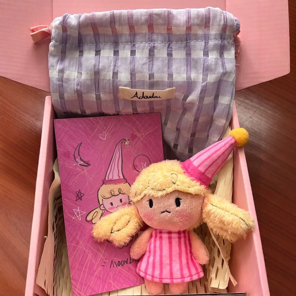 Adoudou boa noite sonho bonito adoudou pelúcia elfo pingente chaveiro rosa estrela chapéu boneca de pelúcia