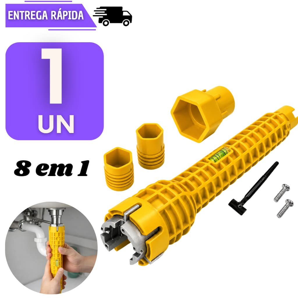 Chave Hidráulica 8 em 1 Multifuncional Para Apertar Cano Torneira Pia Sifão Encanador Grifo Ferramenta Manutenção