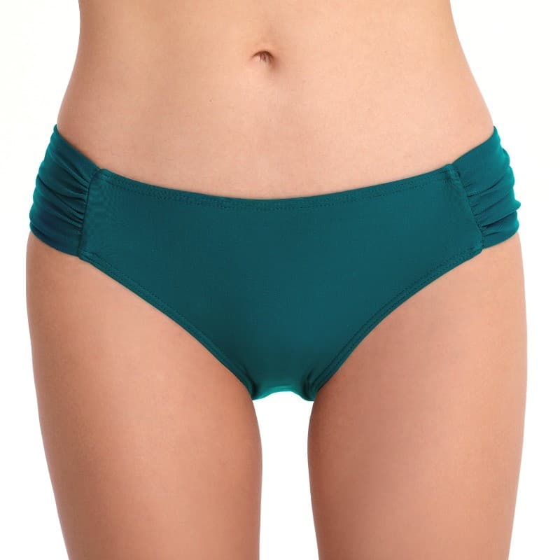Novo Elegante Roupa De Banho Feminina Ruched Cor Sólida Breve Maiô Bottoms