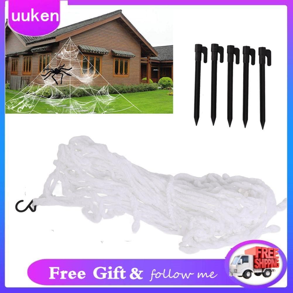 Uukendh Triângulo aranha web extra grande branco festa de halloween complicado adereços decorativos suprimentos