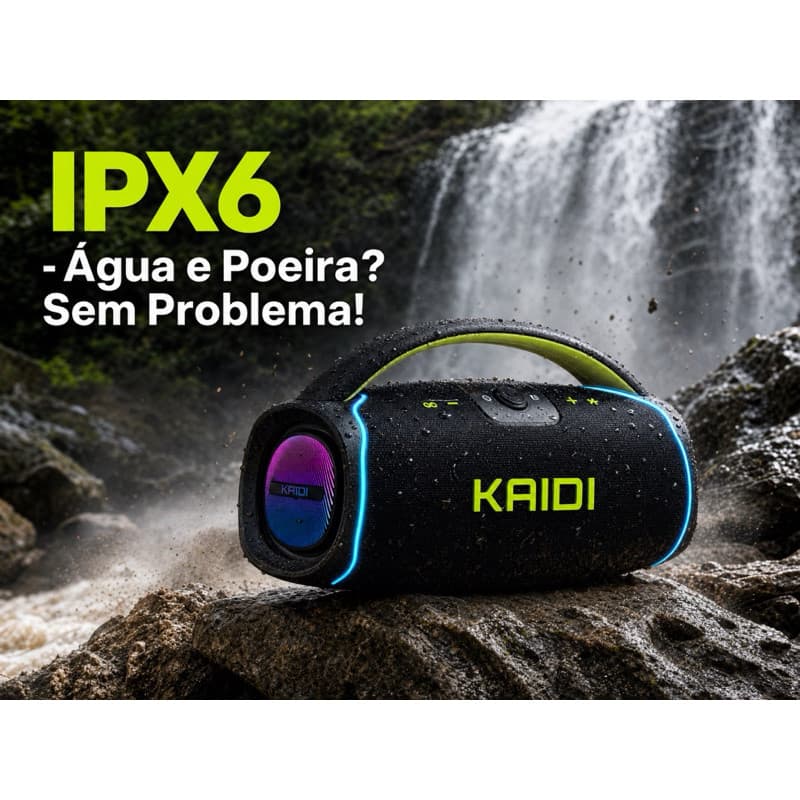 Caixa de Som KAIDI KD-889 IPX6 Bluetooth 300W com Grave Potente