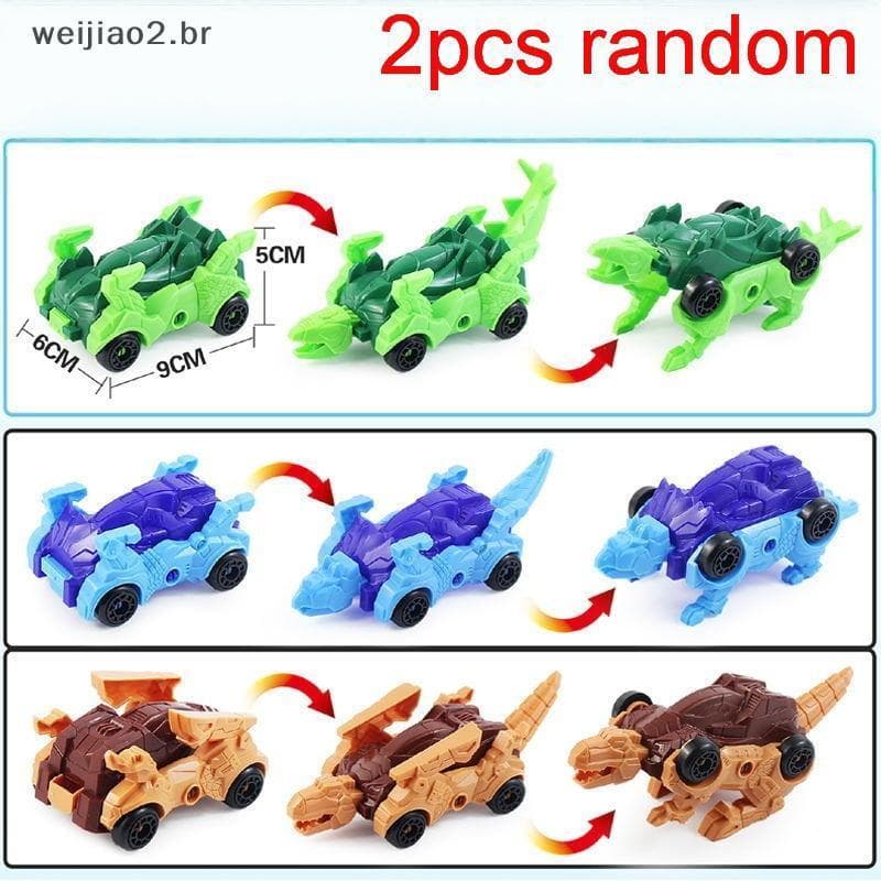 weijiao2 . BR 2 Unidades De Carro De Brinquedo Transformador De Dinossauro DIY Para Crianças , Modelo De Montagem