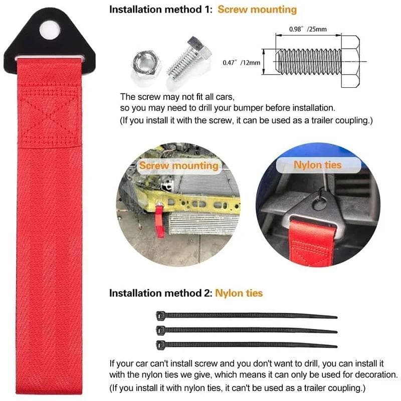 Correia De Reboque De Nylon De 26cm , Cordas Corrida De Carro De Alta Resistência Com Automático , Cinta