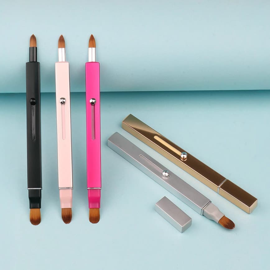 Mini pincel retrátil de duas cabeças, pincel para lábios, delineador labial, batom, novo estilo, corretivo único, dois e