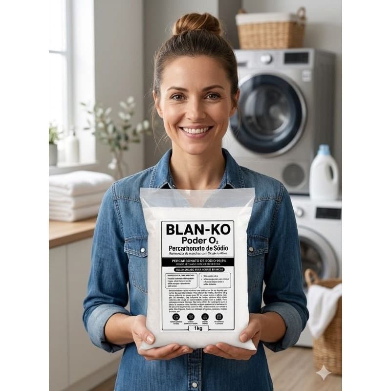 Blan-Ko Branco Percarbonato de Sódio Limpeza Multiuso Roupa Branca 1kg ou 2kg – Limpeza para Roupas Brancas e Tecidos