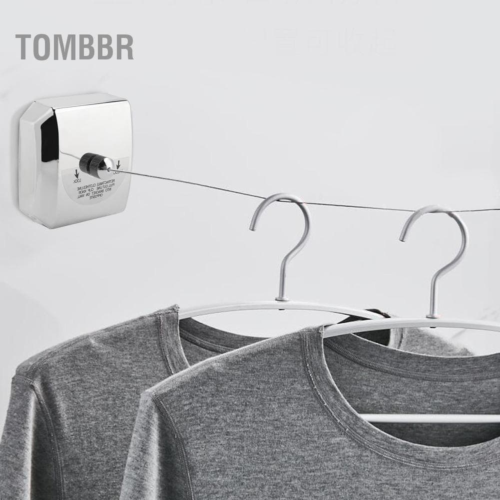 Tombbr Varal de roupas de aço inoxidável de nylon forte Aumotop Varal único retrátil para lavanderia interna para