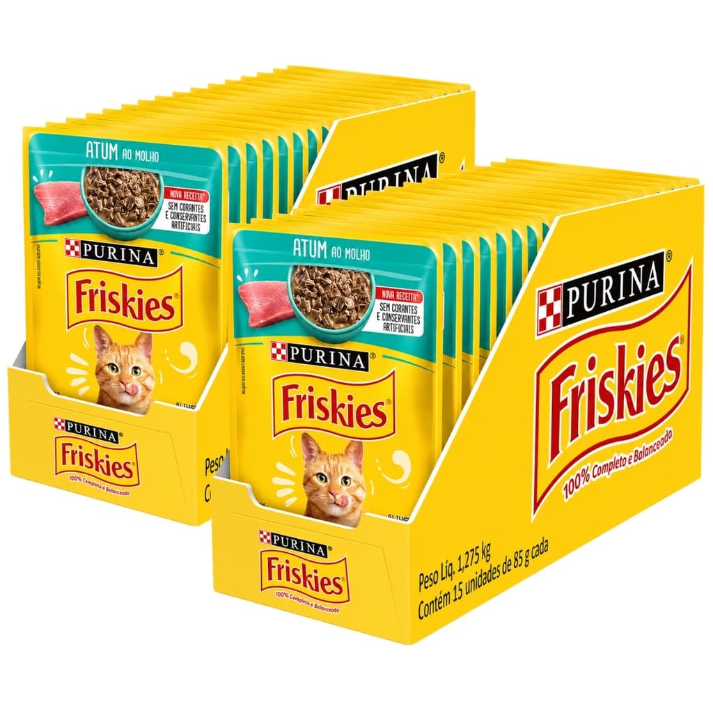 Kit 30 Unidades - Sachê Friskies Atum ao Molho 85g - Alimento Úmido para Gatos