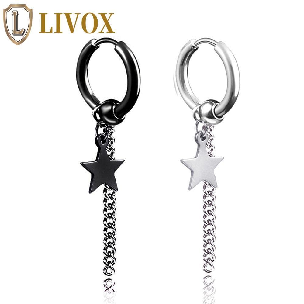 LIVOX Cruz Orelha Studs Punk Legal Hip Hop Moda Jóias Corrente Feminino Estilo Coreano Brincos