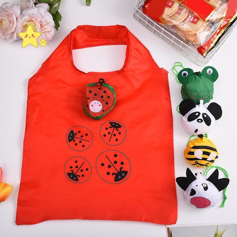 [JBTH] Sacola De Compras Dobrável De Animal Fofo Grande Capacidade Bolsa De Armazenamento De Supermercado Bolsas Ecológi