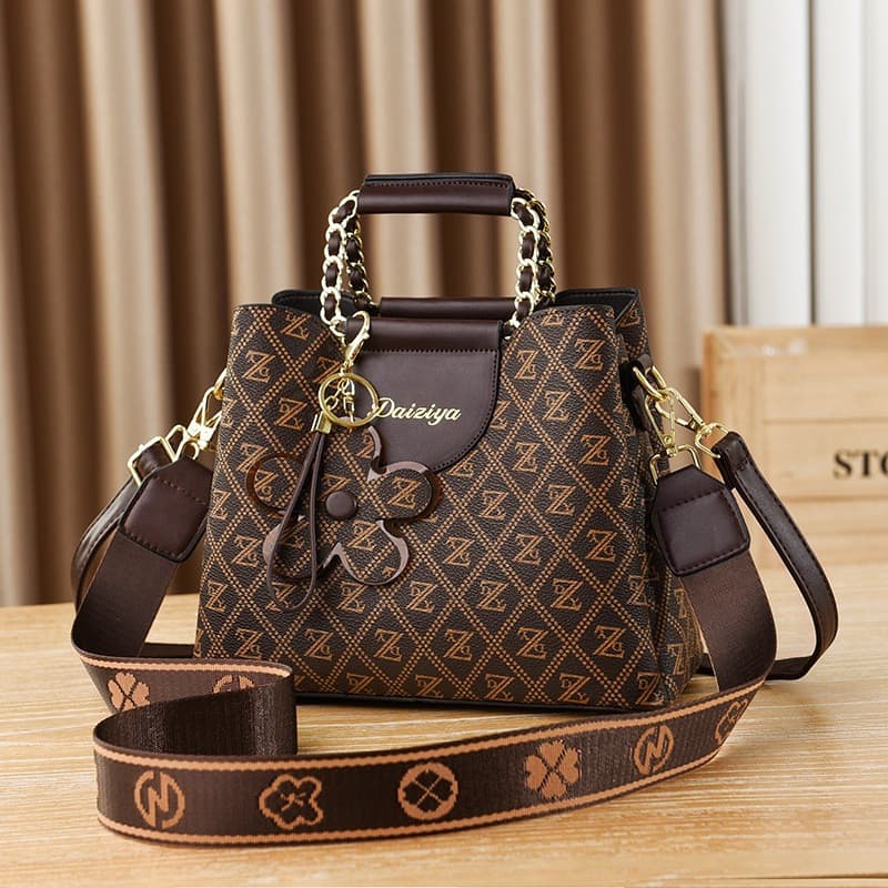 Bolsa de Mão Feminina Moderna em Couro com Cores Contrastantes, Bolsa de Ombro de Grande Capacidade YHWH