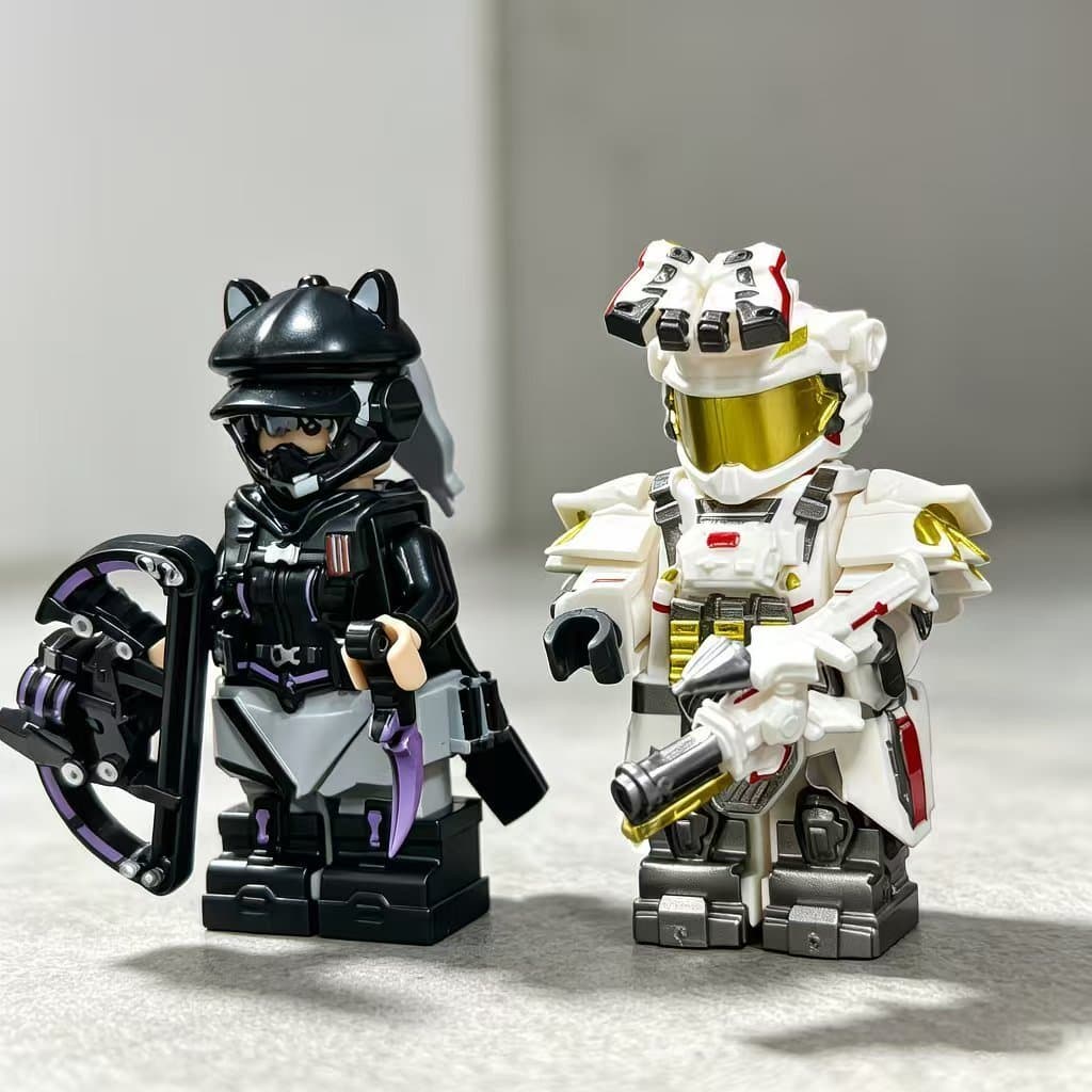 Compatível com bonecos de bloco de construção Lego Soldados táticos Ling Xiaohe Luna, com conjunto de armas, coleção de