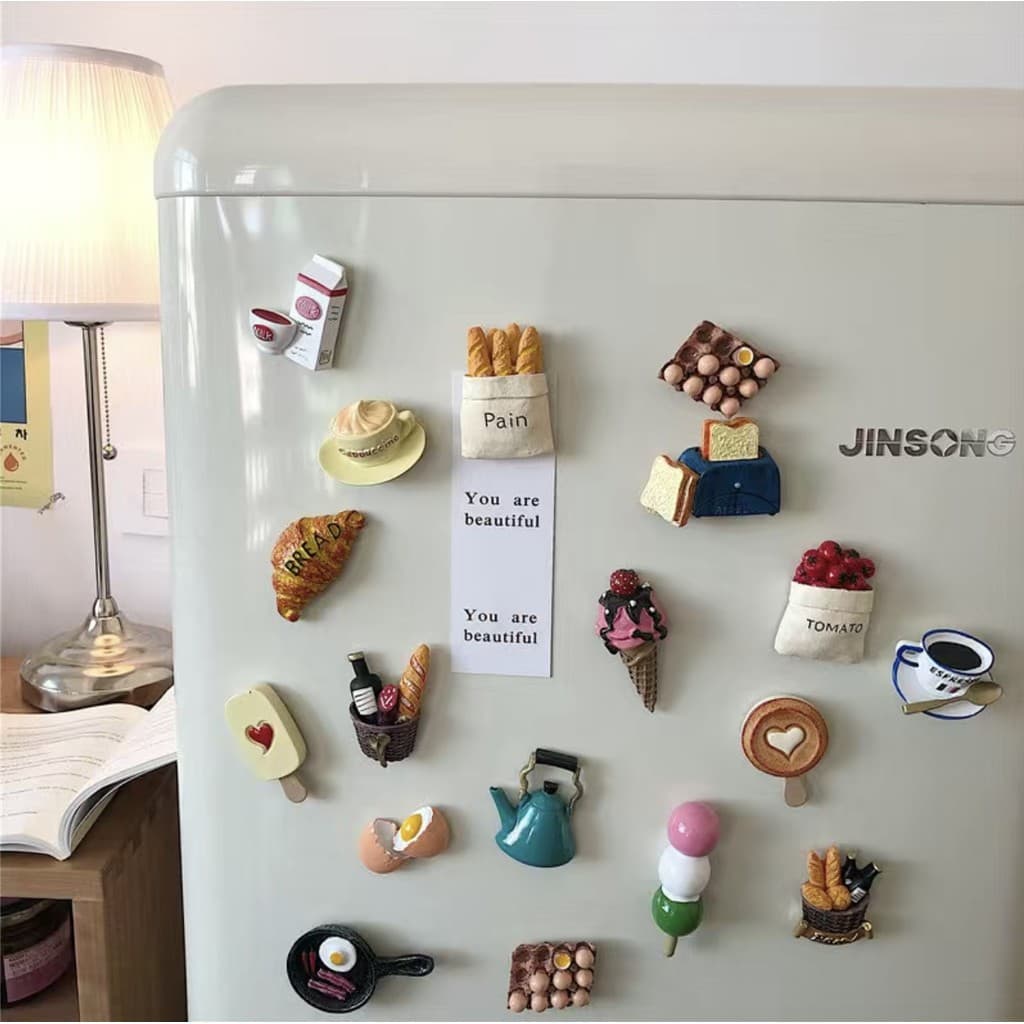 ** Linda tia * adesivos de geladeira tridimensionais ímãs criativos simulação comida pão mensagem adesivos pedra magnéti
