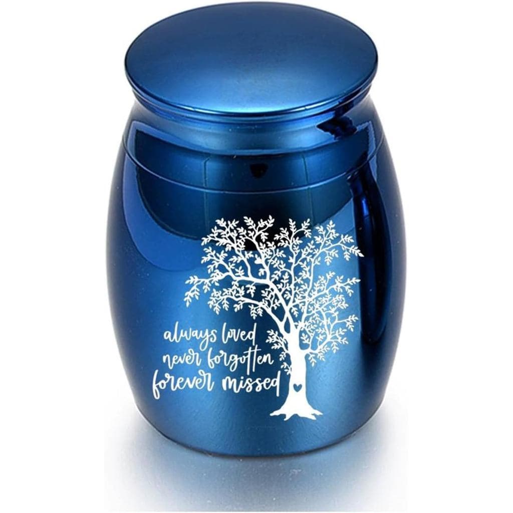 Mini Urn for Human Ashes - 1.2"×1.6" Keepsake Cremation Urns Small Memorial Pet Urn, Portable Share Decorative Urns, Blu