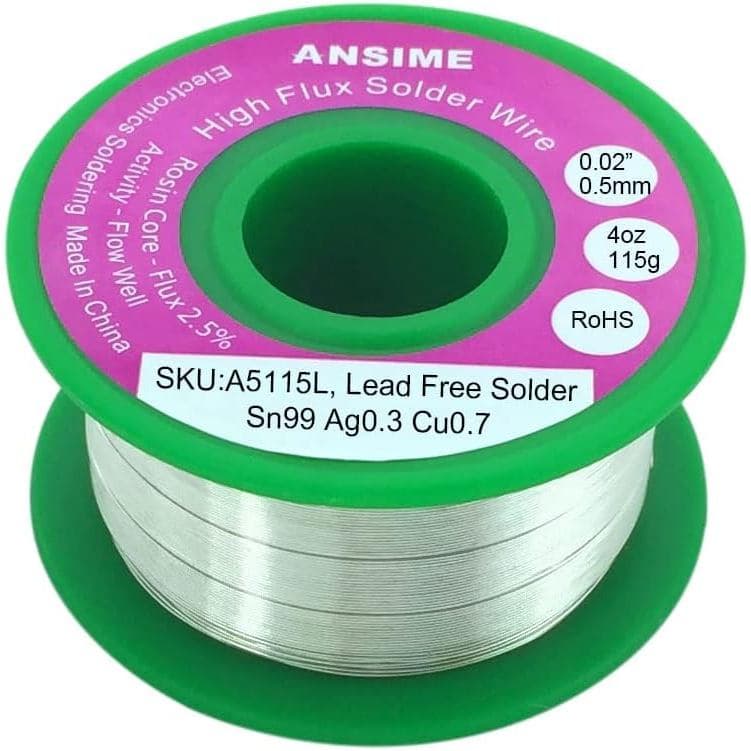 Fio de Solda Fino Sem Chumbo, 4oz, 0,5mm, 115g, Fio de Solda Fino 0,02mm Sem Chumbo, com Núcleo de Resina para Soldagem