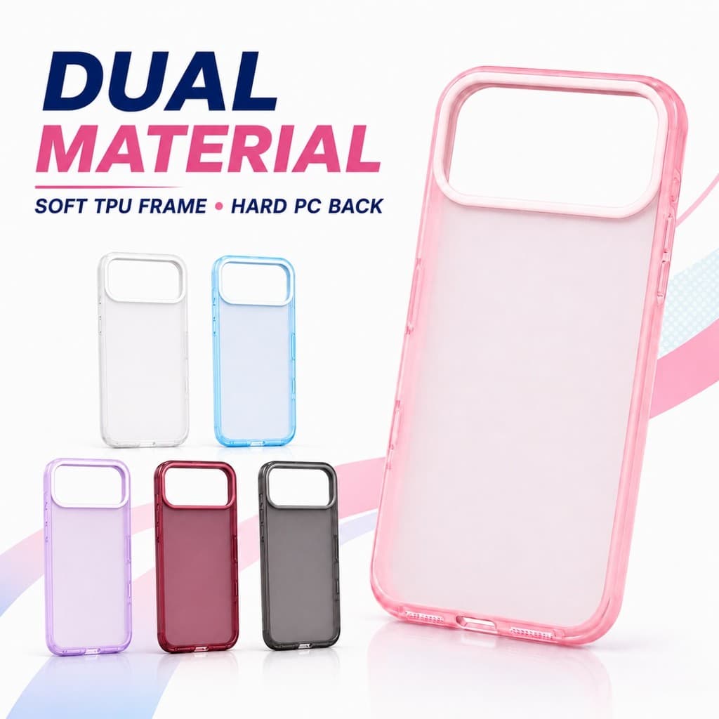 Capa De Telefone Fosca Translúcida À Prova De Choque Para iPhone 13 14 15 16 17 Pro Max Hard PC Back Soft TPU Frame Clea