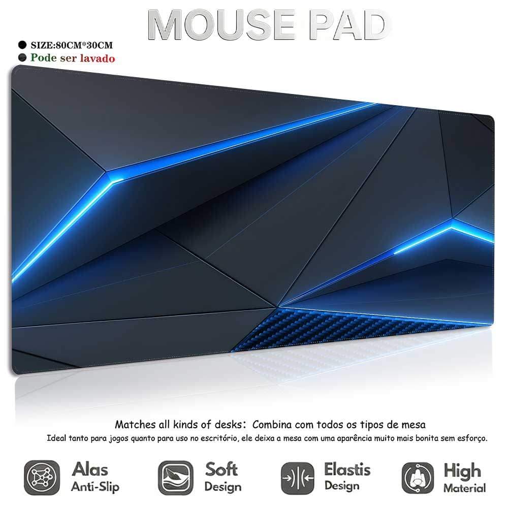 Mouse Pad Gamer Futurista Premium 800x300mm Aesthetic Minimalista Antiderrapante para Computador e Teclado