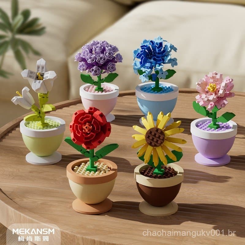 Quatro Estações Flor Rima Cerâmica Blocos De Construção Brinquedo Montagem Partícula Meninos E Meninas Presentes Anivers