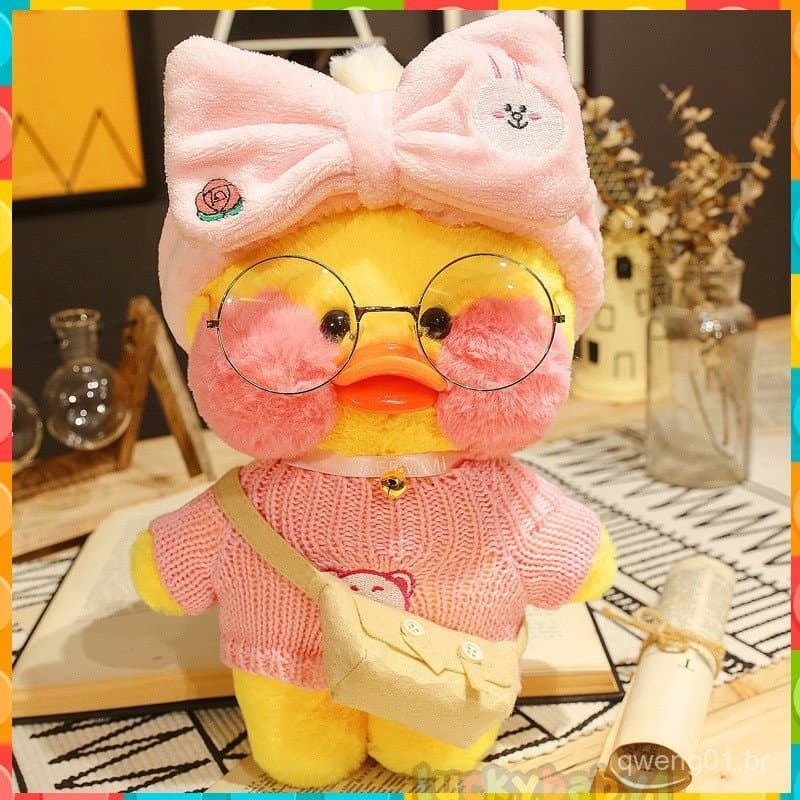 2023 Brinquedo de Pelúcia Pato Amarelo Café Lalafan Cartoon Boneca Animal Kawaii Almofada Presente de Ano Novo para Meni