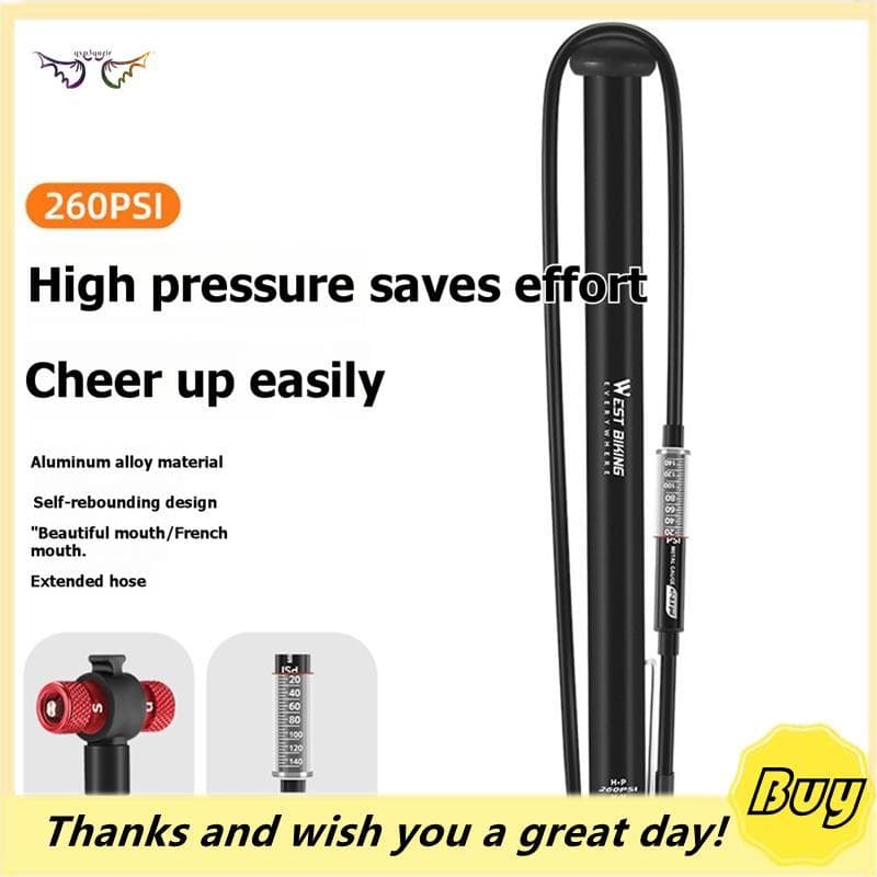 260 PSI Bomba De Pneu De Bicicleta Medidor De Pressão Inflador De Pneus E-Bike Schrader/Presta Válvula Piso